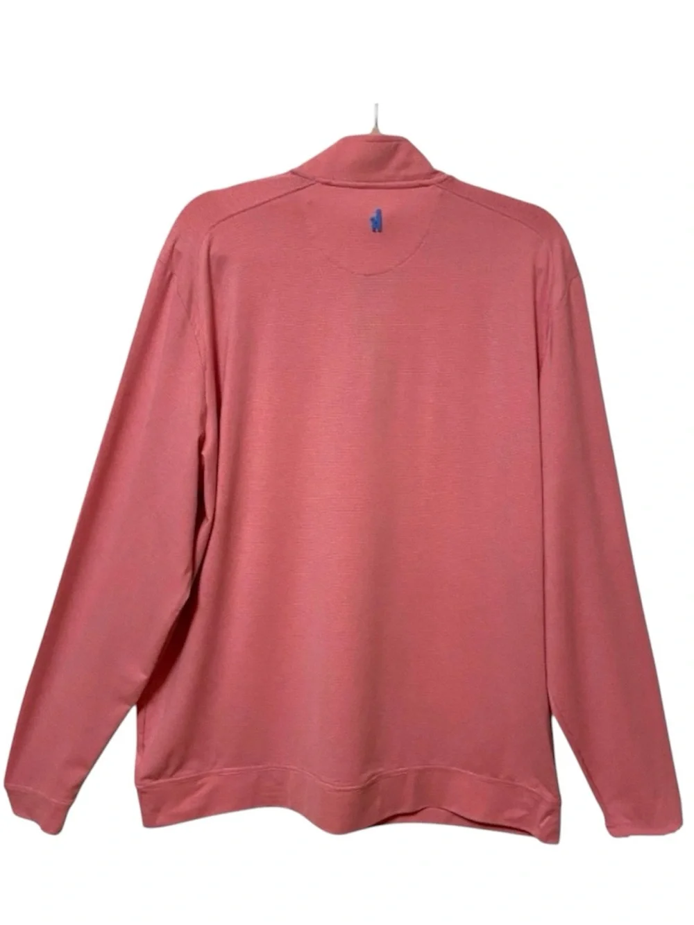 johnnie-O Prep-Formance 1/4 Zip Pullover XL Pink Striped Top Crest Logo Sweater